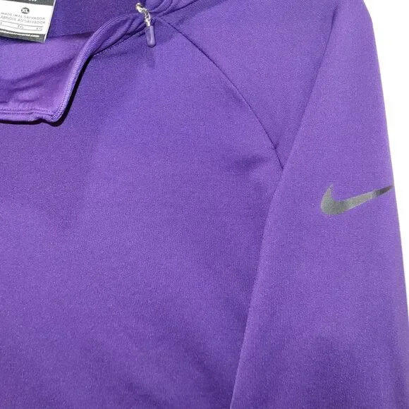 Nike Pro DriFit Pullover Purple Running L-Sleeve‎ Athletic Zip Mock Neck Men XL - Picture 7 of 13